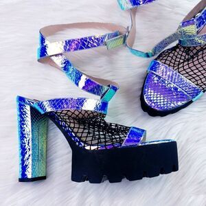 Only maken Rave Chunky Heels Chameleon Mesh Platform